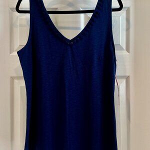 NWT Lilly Pulitzer Gigi Pom Pom Sleeveless V-Neck Tank Top True Navy Size Large